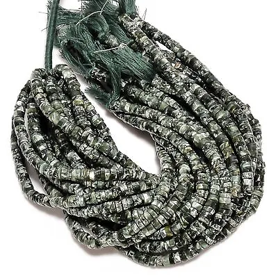 Seraphinite Gemstone Rondelle Shape Smooth Beads 5X5 6X6 Mm Strand 8  EB-383 • $67.49