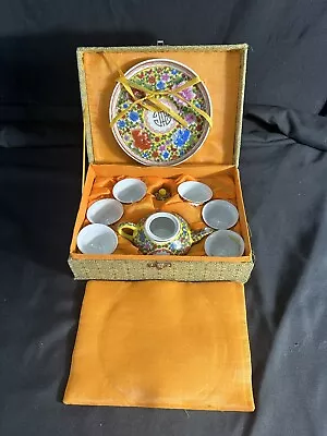 Vintage Miniature Japanese Tea Set Porcelain In Original Fabric Box • $20.40