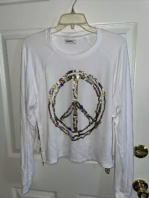 $32.99 • Buy NWT $214 Lauren Moshi Small Nethany Foli Chain Peace Sign Sweatshirt $214