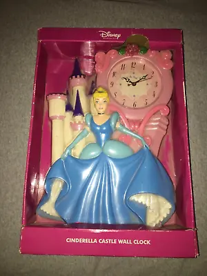 $24.99 • Buy Disney Princess Cinderella Clock Wall Vintage Castle Believe In Your Dreams