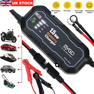 SAE Smart 12V Motorcycle Motorbike Car Battery Charger Automatic Smart Trickle- • £16.19