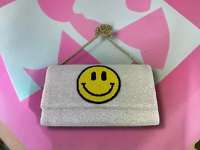 Smile White Glass Beads Clutch Shoulder Purse • $19.49