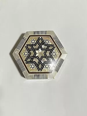 Vintage Egyptian Handmad Wood Jewelry Trinket Box Mosaic Inlaid Mother Of Pearl • $25