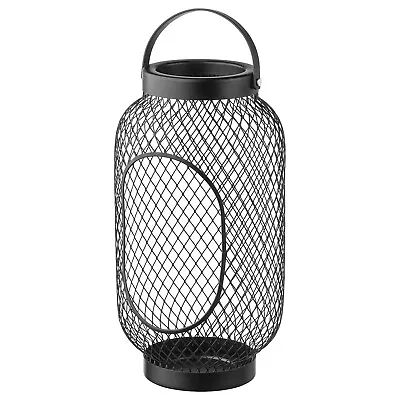 IKEA TOPPIG Lantern For Block Candle Mesh Holder Handle Minimalist Black 36cm • £24.99