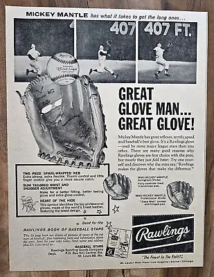 Vintage 1961 Mickey Mantle Mmp Mm2 Mm5 Rawlings Baseball Glove Advertisement • $5.99