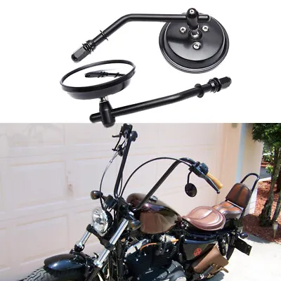 Round Motorcycle Rearview Wing Side Mirrors For Harley Bobber Chopper Custom • $39.04
