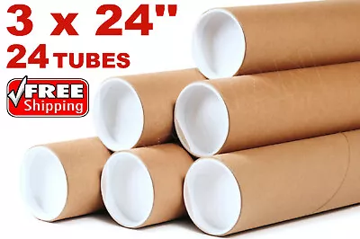 3 X 24  Kraft Tubes Poster Document Graphics Mailing Shipping Packing Tube 24pcs • $64.95