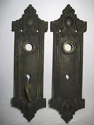 Vintage Antique Ornate Victorian Brass 'reole Rhc' Door Key Hole Back Plates • $40