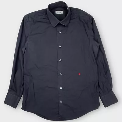 $360 Moschino Mens 15 ½ / 39 Heart Poplin Button Shirt Made In Italy Embroidery • $29.99