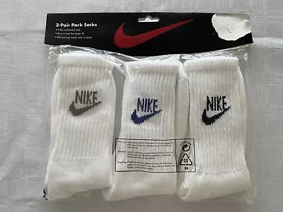 Vintage 90's Nike Sport Crew Socks Made In UK SZ 8-12 US Brand New & Sealed! • $71.89