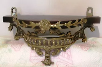 Stunning Designer Pair Of Architectural Mahogany/brass Wall Brackets  Shelves • $354.99