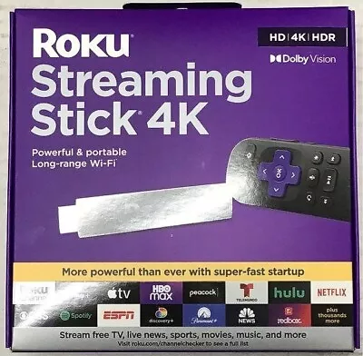 New Roku Streaming Stick 4K/HDR/Dolby Vision Streaming Device Roku Voice Remote • $34.99