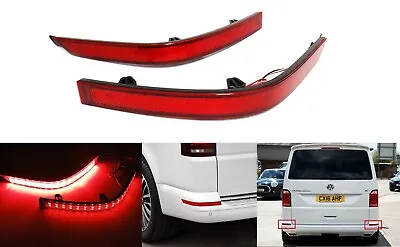 2x Red Lens Bumper Reflector LED Tail Stop Brake Light For 15+ VW Transporter T6 • $39.99