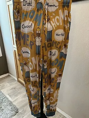 The Simpsons Men's Pajama Sleep Lounge Pants SZ M Homer Cartoon Yellow I52 • $19.99