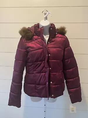 Merona Hooded Faux Fur Puffer Jacket Size Small • $25.99