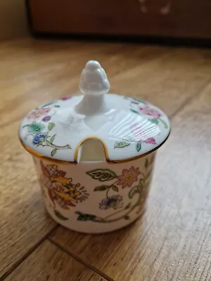 Minton Haddon Hall China Sugar Condiment Jam Pot Lidded Floral Tableware Vgc • £2.99