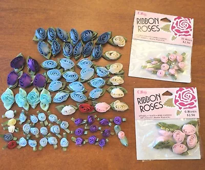 Offray Ribbon Roses Satin Ribbon Flowers Craft Roses 2 New Packs Pink 70+ Roses • $19.99