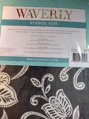 Waverly Stencil Vine Rod Pocket Valance 52  X 18  Black & White NIP • $19.99