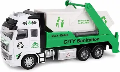 21cm Pull Back Garbage Trucks Toy Kids Skip Lorry Toy Friction Powered Toy Gift • £9.49