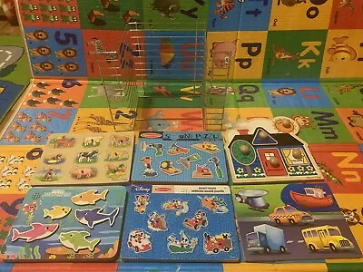 Melissa & Doug Wire Metal Rack For 12 Wood Puzzles With 6 Wood Puzzles • $49