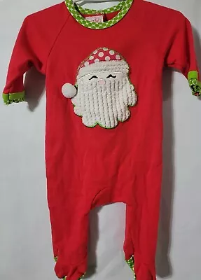 Mud Pie Baby Girl Footed One Piece Romper Creeper Red Holiday Santa Size 0/6M  • $5.99