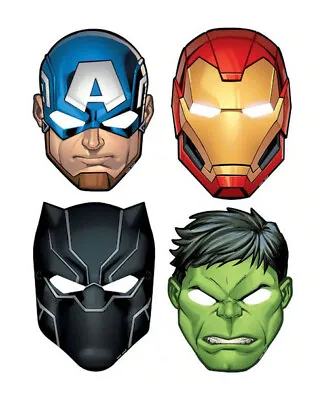 AVENGERS HAPPY BIRTHDAY Party MASKS 8pcs Marvel Favors Supplies 4 Superheroes #1 • $4.95