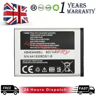 New AB463446BU Battery For Samsung SGH-B130 SGH-B300 SGH-B320 SGH-B500 SGH-B520 • £11.66