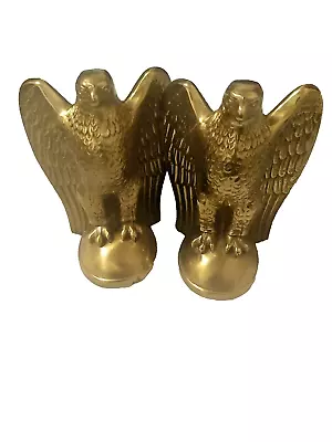 PM Craftsman Brass Eagle Bookends Pair 6.5  Vintage American Eagle USA • $89.99