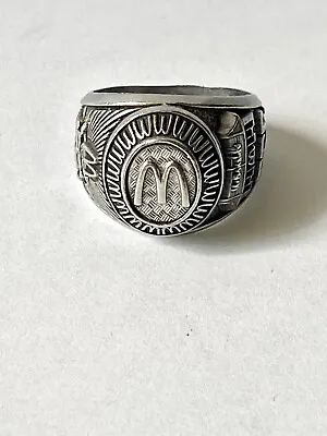 EUC Vintage McDonald’s QSC Employee Award Stainless Steel Ring. Size 9.5 • $199.99
