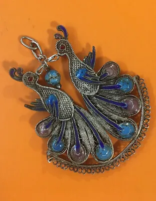 Vintage Large Tribal Miao Silver Filigree Pendant 1.75“ T • $37.97