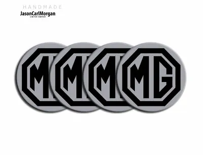 MG TF Alloy Wheel Centre Caps Badges Black Silver 55mm Hub Badge Set Of 4 • £24
