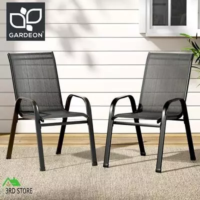 Gardeon 2X Outdoor Stackable Chairs Lounge Chair Bistro Set Patio Furniture • $65.70