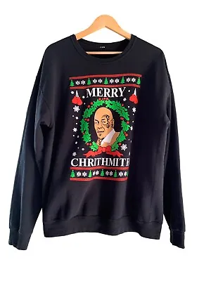 Mike Tyson Merry Chrithmith Ugly Christmas Sweatshirt Black Medium Large M/L • $10.99