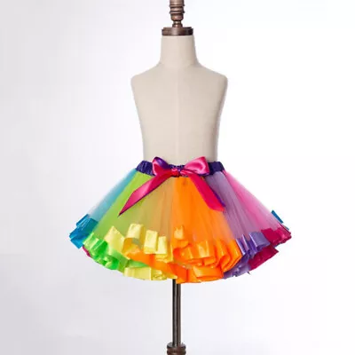 Kids Child Girls Adult Rainbow Colorful Tutu Skirt Tulle Mini Dress Dancewear CZ • £5.46