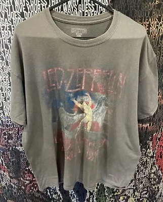 Led Zeppelin USA 1977 T-Shirt Men’s S: XL Grey Faded Lettering CLASSIC ROCK • $5