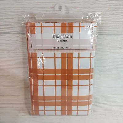 New! Rectangle 52x70 Orange PLAID Vinyl Flannel Back Tablecloth Farmhouse FALL  • $9.99