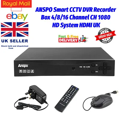 £189.99 • Buy ANSPO Smart CCTV DVR Recorder Box 4/8/16 Channel CH 1080 HD System HDMI UK