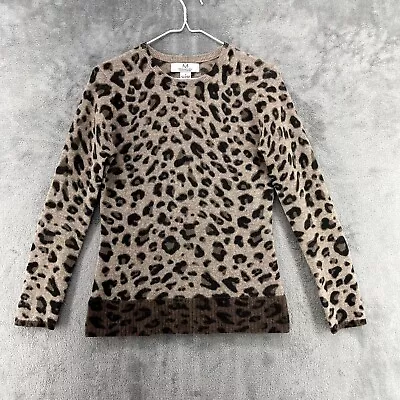 Magaschoni Sweater Womens Small Brown Leopard Print Cashmere Pullover Designer • $14.45