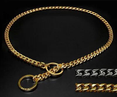 £19.19 • Buy Stainless Steel Chain Dog Collar Training Slip Choker Heavy Duty Rottweiler Gold