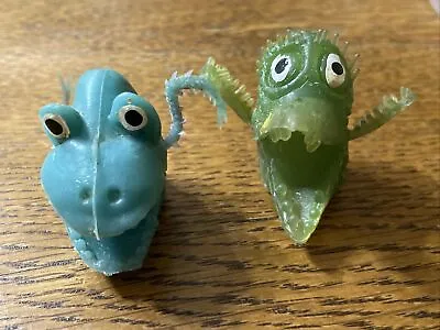 VINTAGE LOT OF 2 Jiggler Uglies Gigantor Monster Alien Finger Puppets Green Blue • $16