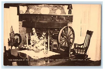 C1940s Fireplace At John Woolman Memorial Mount Holly New Jersey NJ Postcard • $14.98