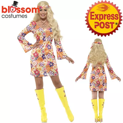 CA153 Flower Hippie Costume 1960's Groovy Hippy 1970s Retro Fancy Dress Costume • $30.15