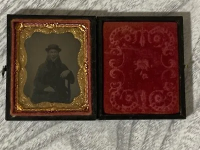 Antique Daguerreotype Cased Photograph Of A Sitting Man • $30