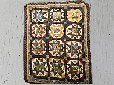 Vintage Handmade Embroidered Quilt Holiday Themed Months Of The Year 67”x 85” • $64.99