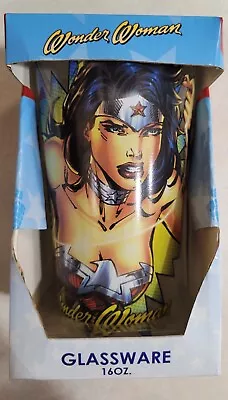 Wonder Woman DC Comics Drinking Glass From Silver Buffalo NYC 16oz NEW • $20