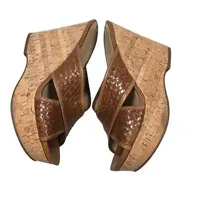 Cork Platform Leather Woven Sandals By Via Spiga 8.5 • $27