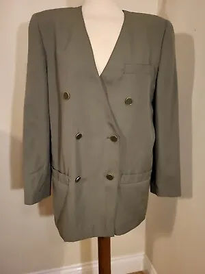 £10 • Buy Luisa Spagnoli Khaki Jacket Size Medium 80s Double Breasted 