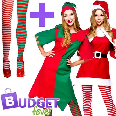 £17.99 • Buy Christmas + Tights Ladies Fancy Dress Xmas Festive Winter Womens Adults Costumes