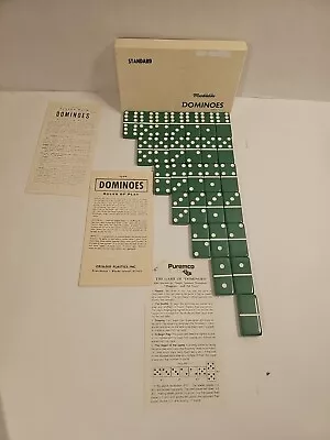 Vintage Marblelike Green Dominoes Puremco Standard 616 Waco Texas USA With Box • $44.99