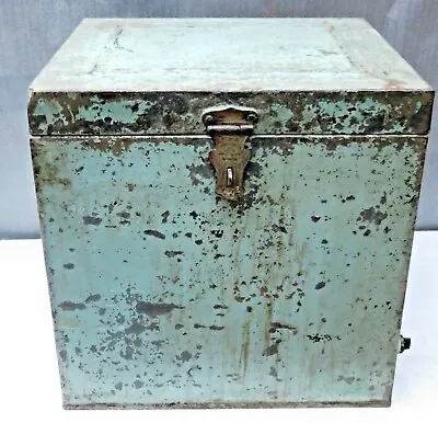 Vintage Ice Box Metal Cooler Big Size Green Color Shopper Traveler Refrigeration • $200